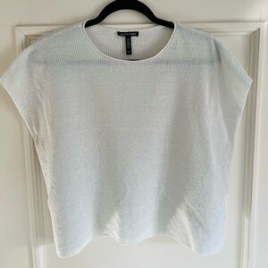 Organic Linen Eileen Fisher Oversized Cropped Sleeveless Top Coastal Minimal